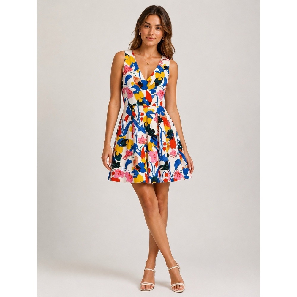 J. Crew Floral Linen Blend Dress 2P Garden Party Coquette Mini Fit Flare